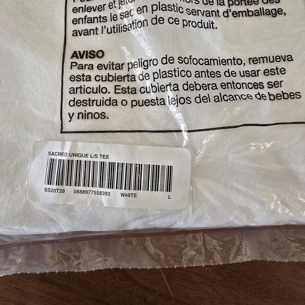 2020 SUPREME Sacred Unique Long Sleeve White T-shirt - Picture 2 of 5